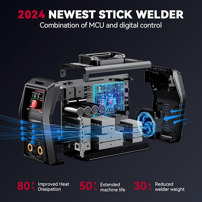 ARCCAPTAIN iControl ARC165 Pro Stick Welder, [APP Control] 165Amp ARC/Lift TIG Welding Machine, Large LED Display, IGBT Inverter 120V/240V MMA Welder with Hot Start, Arc force, and Anti-Stick