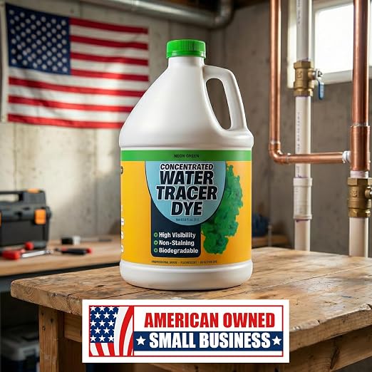 Concentrated Green Water Tracing Dye for Leak Detection – Treats 6,000+ Gallons – Non-Staining UV Dye for Toilets, Pools, Plumbing, Septic, Storm Drains – 68 oz