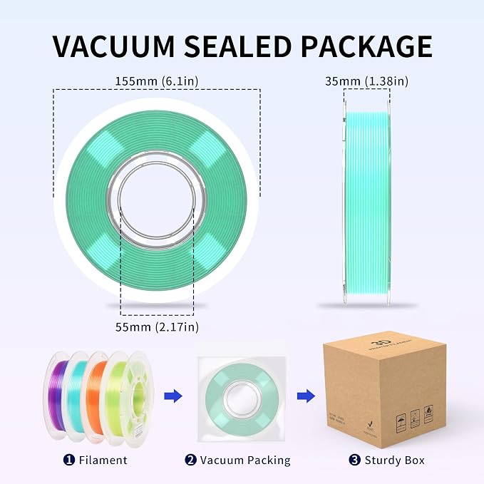 RAMBERY Transparent Multicolor Rainbow Filament, Crystal Rainbow PLA Clear 3D Printer Filament Bundle Gradient Change 1.75mm Fit Most FDM Printer，200gX4 Spools