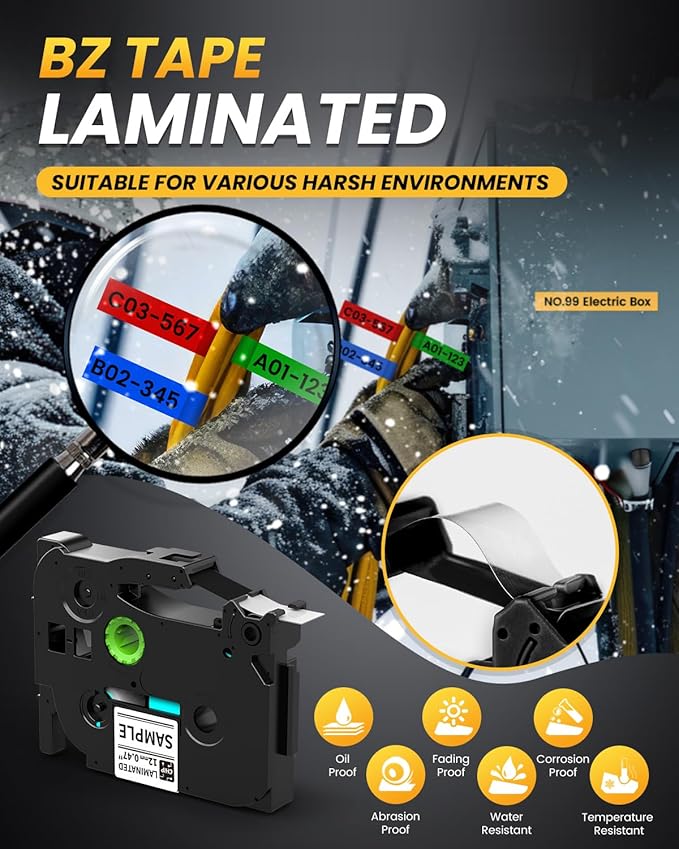 Vixic Label Maker Waterproof-Labels for Cable Wire Labeling, Industrial Heat Shrink Labeler Machine, E1000 Handheld Electric Labelmaker with Keyboard & Laminated-Tape for Electrician IT Network Office