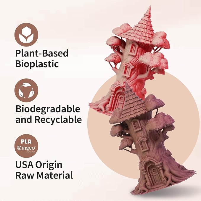Reprapper Wood PLA Filament Variety Pack - 1.75mm 4 Spool Bundle: Natural, Mahogany, Dark Mahogany & Walnut Real Wood Fiber, Dual Color 3D Printing Material 250g x 4pack