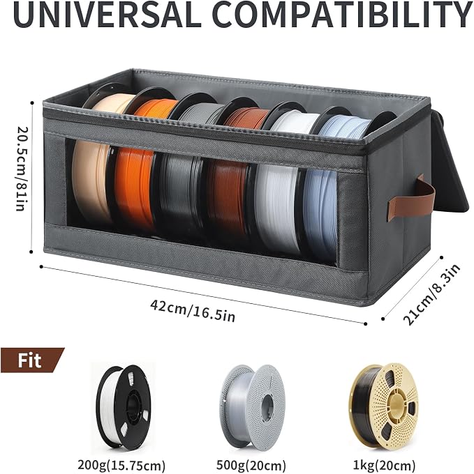 Qozary Filament Storage Box - 4 Pack 3D Printer Filament Storage Containers with Desiccants, Holds Up to 24 Rolls, 3D Printing Accessories Holder Rack for Home, Office Workshop, Studio