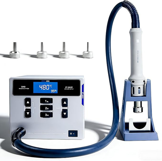 ATTEN ST-862D 1000W Digital Hot Air Rework Station - Temperature Controlled BGA/SMD Rework Station with Straight/Spiral Air Switch, Auto Sleep, 4 Nozzles for PCB Chip Soldering and Desoldering
