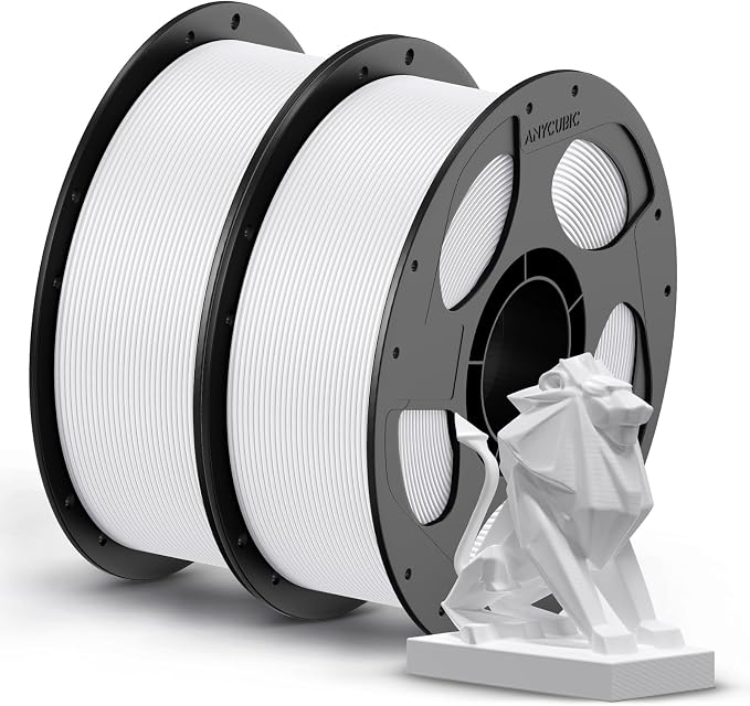 ANYCUBIC PETG Filament 1.75mm, 3D Printer Filament, Dimensional Accuracy +/- 0.02mm, Exceptional Toughness, Print with Most FDM 3D Printers, 1KG Reusable Spool, 2KG White+White