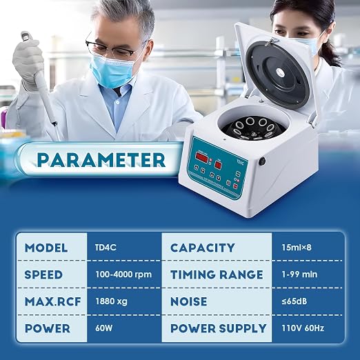 CGOLDENWALL Centrifuge Machine Lab PRP Benchtop Centrifuge 100-4000RPM Low Speed Desktop Centrifuge Machine Timer 1-99min 8x15ml