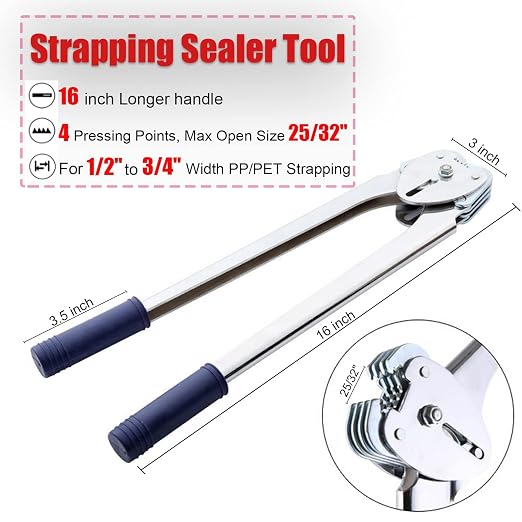 Packaging Banding Strapping Kit Tensioner Tool Sealer, Pallet Strapping Kit, 1/2" Wide x 4000" Length Poly Strapping Kit, Banding Tools for Packing Strapping