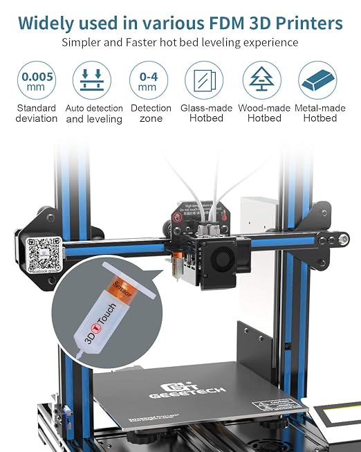 Upgraded 3D Touch V3.2 BL-Touch Replacement incl. 4 Brackets Compatible with Ender-3/3S/3Pro, Ender-5/5S/5Pro,CR-10 and Geeetech 3D Printers Auto Bed Leveling Sensor Kit, +/- 0.005mm Accuracy