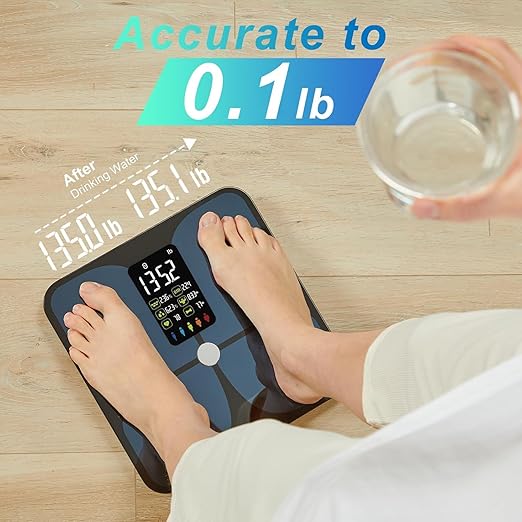 Lepulse Scale for Body Weight, Smart Digital Bathroom Weight Scale with BMI Body Fat Muscle Mass, 20 Body Composition Metrics,4.68"Large Display, Heart Rate, Accurate Bluetooth Weighing Scale with App