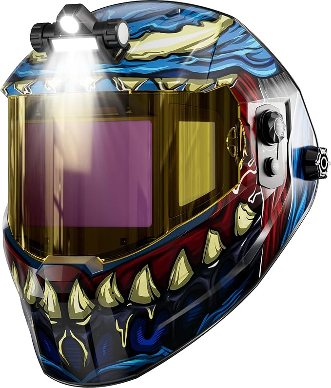 ANDELI Welding Helmet with Light-Full Digital Filter, 7.2"x3.2" Extra Wide Panoramic View Auto Darkening, Type-C Fast Charging True Color Wide Shade 4/5-9/9-13 for Weld Cut Grind