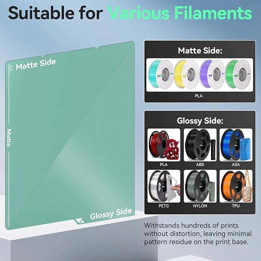 Energy-Saving Kobra S1/Kobra X/Kobra 4 Cold Build Plate 264*276mm Double Sided Glossy+Matte Low-Temperature Strong-Adhesion Platform Compatible with ANYCUBIC Kobra S1/ Kobra X/Kobra 4 3D Printers-1PCS