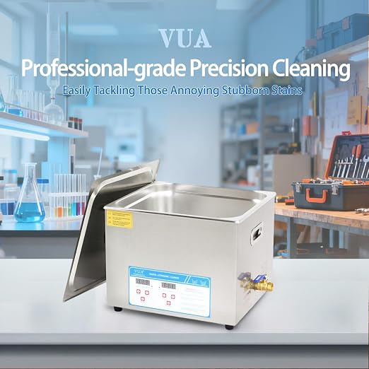 15L Industrial Ultrasonic Cleaner with Heater and Digital Timer, 40kHz 360W Professional Ultrasonic Parts Cleaning Machine with Drain for Carburetors, Engine Parts, Auto Tools and Lab Equipment