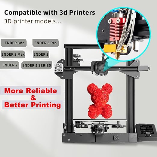 5Aplusreprap Ender 3 Hotend Upgrade: M3 Stud Thermistor,Fast Replaced, Compatible for Creality Ender 3 V2/Pro,CR-10 J-Head Hotend Replacement, Assembled Extruder 3D Printer Hot end Kit 24V 40W