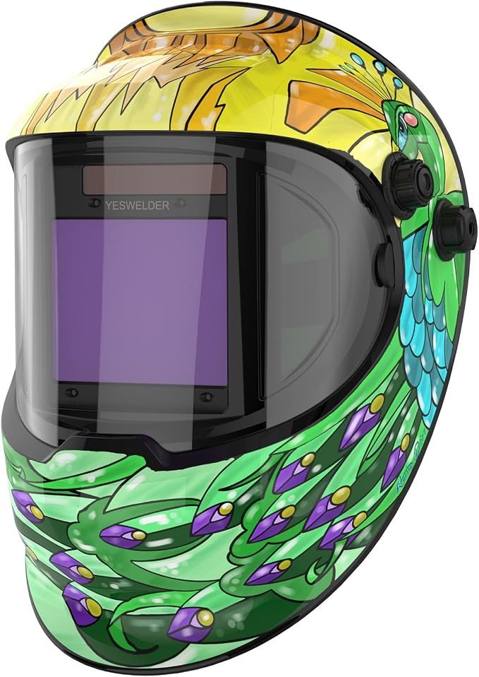 YESWELDER Mini Stick Welder Portable, Large LED Display 125Amp ARC Welding Machine,110V MMA Welder & Large Viewing True Color Solar Powered Auto Darkening Welding Helmet with Side View
