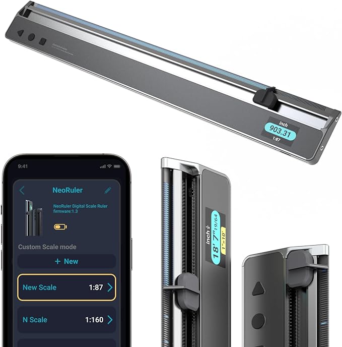 NeoRuler Digital Scale Ruler and NeoReading Kit Bundle - 12 inch Smart Scale Ruler with NeoPointer and NeoMagnifier for Detailed Reading