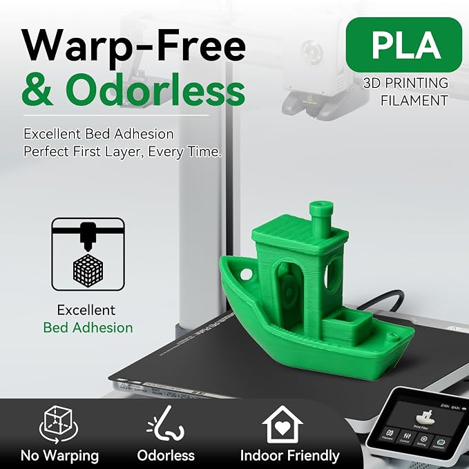 Kingroon PLA 3D Printer Filament, Dimensional Accuracy +/- 0.02 mm, 1 kg Spool(2.2lbs), 1.75 mm，Green