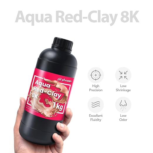 phrozen Aqua Red-Clay 8K 3D Printing Resin, Ultra-High Detail Display Resin for Miniatures, Busts & Models, Optimized for 8K LCD Resin Printers, 405nm, 1KG