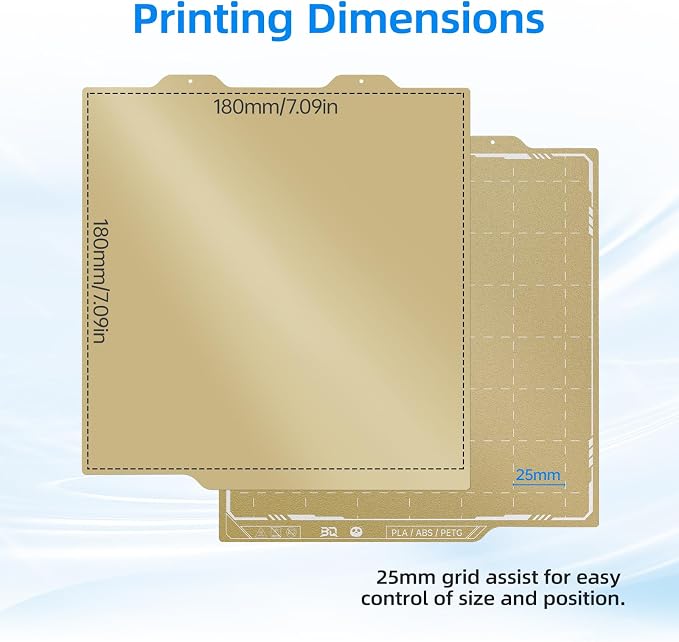 BIQU PyroGrip Smooth PEI+Textured PEI Panda Build Plate for Bambu-Lab A1 Mini 184x184mm, Double Sided PEI Spring Steel Build Plate Flexible Sheet Print Bed Removable Surface Platform