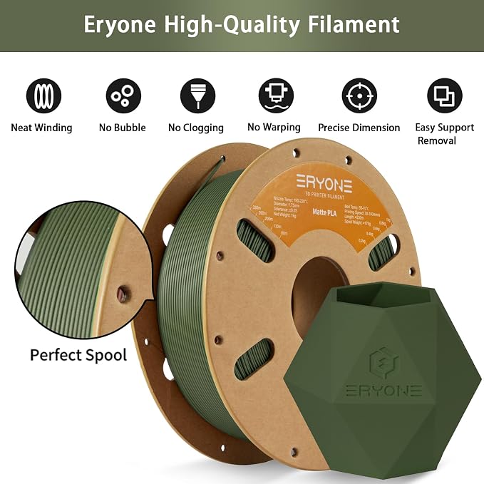 ERYONE PLA Filament 3D Printer Filament Bundle Multicolor 1.75mm +/- 0.03mm, PLA Filament 250g Spool, 4 Rolls, Matte Pla 1