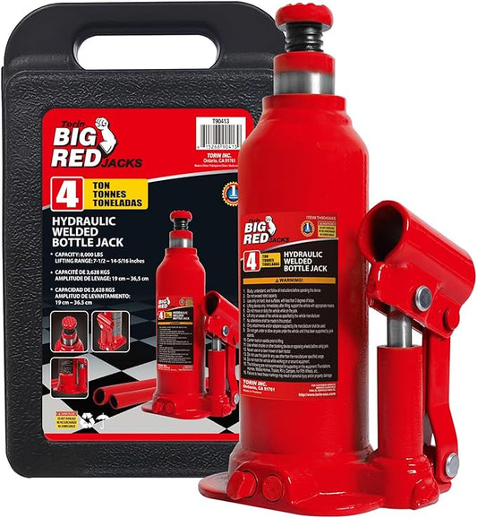 Torin T90413 Big Red Hydraulic Bottle Jack with Carrying Case, 4 Ton (8,000 lb) Capacity