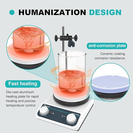 Laboratory Hot Plate Magnetic Stirrer with Heating Magnetic Stirrer Hotplate Mixer 200-1500rpm,3L