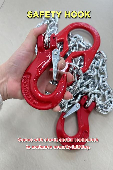 Chain Sling 6613 lbs 5/16 Inch x 10 Ft Chain Slings for Engine Hoist 2 Legs Heavy Duty Lifting Chains with Adjustable Hooks for Industrial Engine Hoist【3ton】