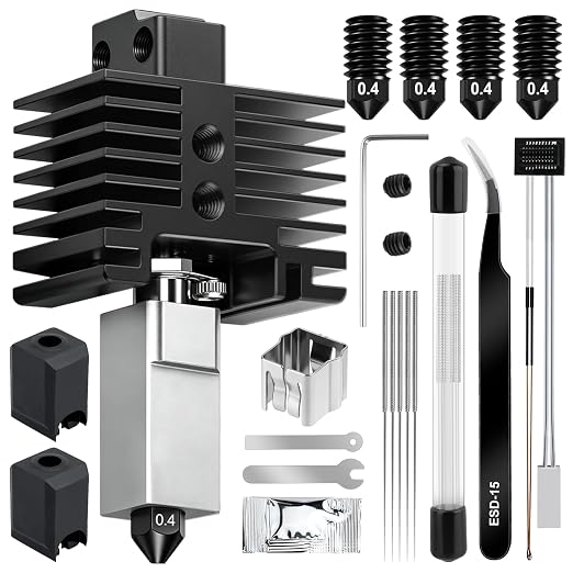 Hotend Kit for Bambu Lab P1P/P1S, 3D Printer Hot End Replacement with Hardened Steel Nozzle 0.4mm, High Speed & Temperature Extruder Heating Block Hot End for Bambu Lab P1 Series 3D Printers