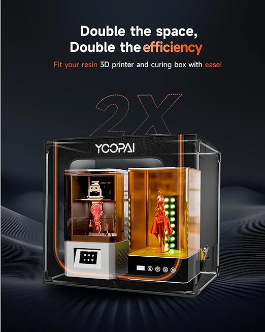 Multifunctional Large Resin 3D Printer Enclosure with Ventilation Kit LED Light, 3D Print Vented Enclosure Eliminate Odors Dustproof Isolate Noise Tent Cover Compatible with LCD Resin UV 3D Printer