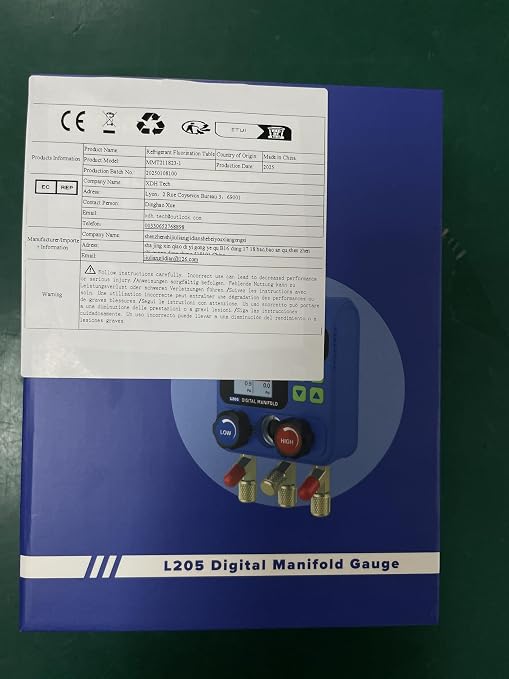 PLAYOCCAR HVAC Gauges 92 Refrigerant Digital Manifold Gauge Kits with TFT LCD, Dual Pressure Test for R134A R32 R410A R11 R12 R422 R600 Refrigerant Charging Kit Vacuum Air Conditioning Gauge
