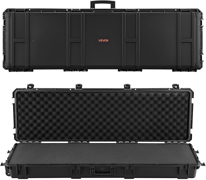 VEVOR Rifle Case, Rifle Hard Case with 4 Layers Fully-protective Foams, Lockable Hard Gun Case with Wheels, IP67 Waterproof & Crushproof, for Rifles or Shotguns