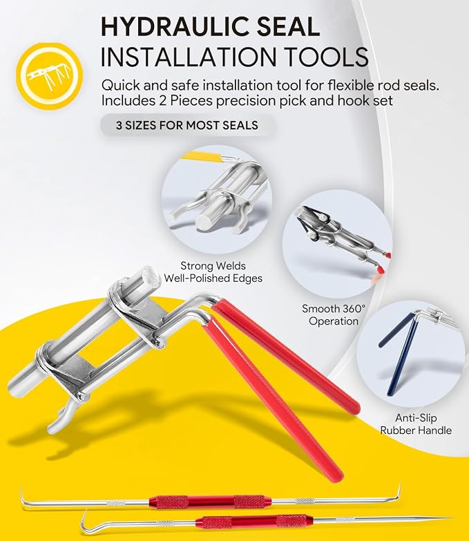 5 Pack Hydraulic Seal Installation Tools & 1266 Adjustable Gland Nut Wrench & 7463 Small Universal Gland Wrench, Hydraulic Cylinder Spanner Wrench Piston Repair Seal Kit, Farm & Construction Equipment
