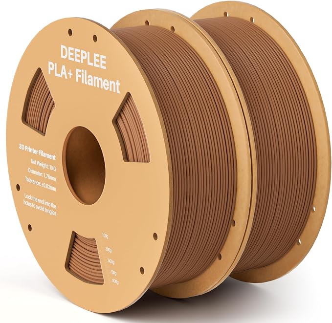 PLA+ 1.75mm 3D Printer Filament, PLA Plus with Dimensional Accuracy +/- 0.02mm, Higher Strength and Toughness, Neatly Wound, No Clogging, Fits for Most FDM 3D Printers, 2 Pack 1kg Brown