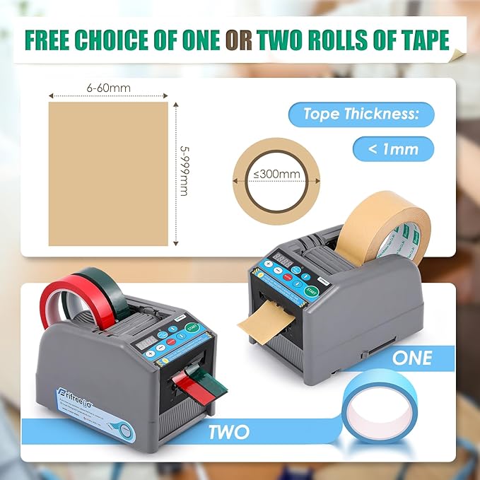 Automatic Tape Dispenser Electric Tape Cutter, 39" MAX Cutting Length, with Manual & Auto Modes, Cutting Various Tapes with 0.24-2.36" Width, for Office Warehouse Use, Package Packing