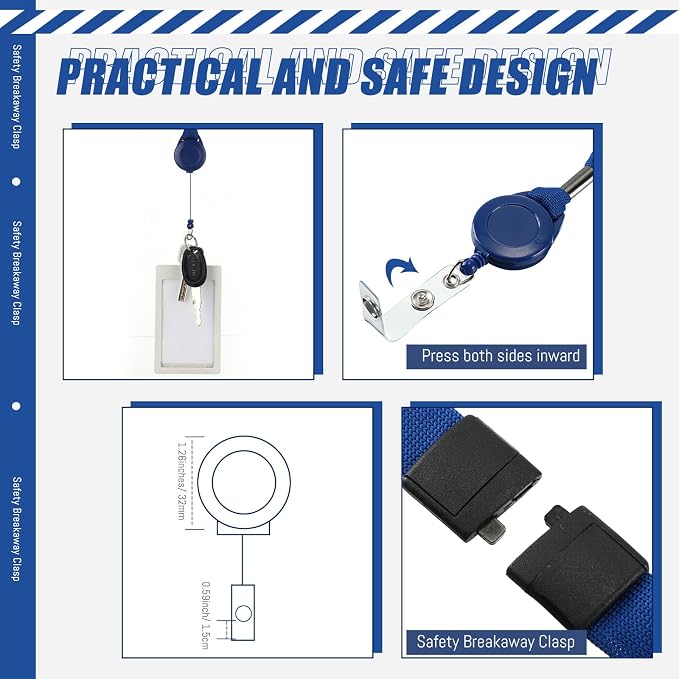 Windyun 72 Pcs Breakaway Lanyard with Safety ID Bulk Retractable Lanyards Flat Neck Straps (Blue)