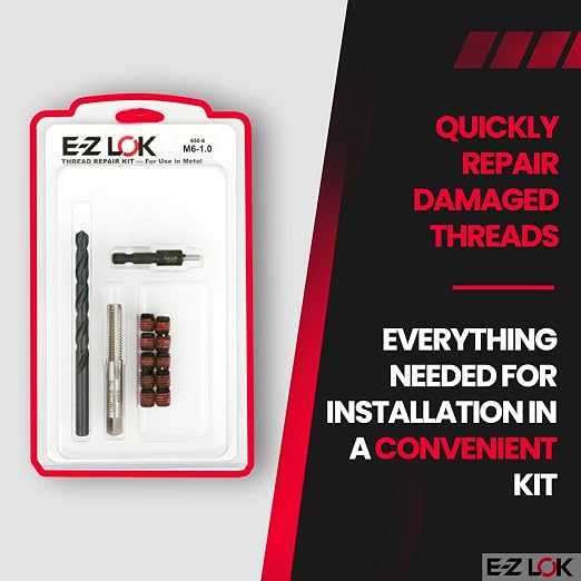 E-Z LOK EZ-650-6 Thread Repair Kit for Metal Carbon Steel Threaded Inserts M6-1.0 and Installation Tools