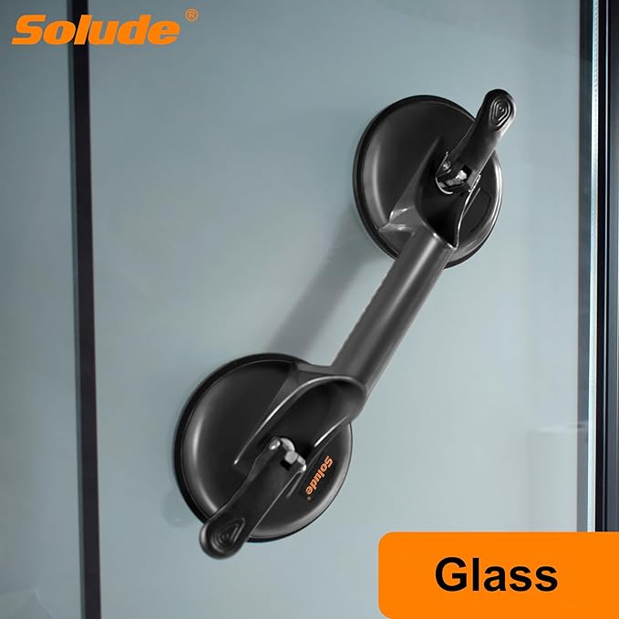 2 Pack Heavy Duty Vacuum Handle Suction Cups for Lifting Large Glass/Window/Tiles/Mirror/Granite/Floor Gap Fixer/Windshield Removal & Install Tool, Black