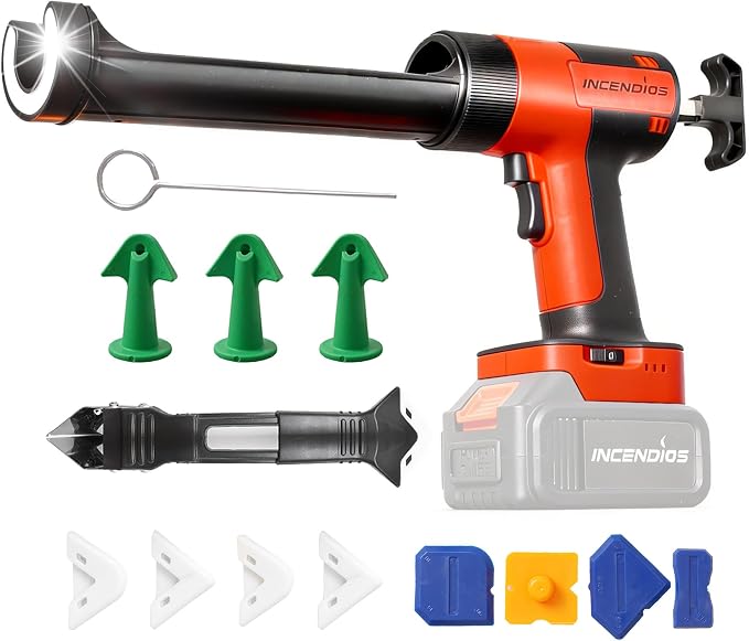 Cordless Caulking Gun Compatible with Makita 18V 21V Battery, 800KG Thrust Electric Caulk Gun (Tool Only), 10oz 6-Speed Power Caulk Gun with 13Pcs Caulking Tools, Auto-Retract Anti-Drip for DIY