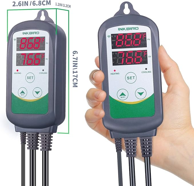 Inkbird WiFi ITC-308 Digital Temperature Controller Thermostat Remote Monitoring Controlling Home Brewing Fermentation Breeding Incubation Greenhouse