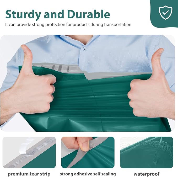 Fuxury 300 Pcs Large Poly Mailers 24x24 Inch, Bulk Shipping Bags for Clothing, Strong Adhesive Shipping Envelopes for Small Business Suppliers,Waterproof Mailers Poly Bags Mailing Envelopes, Green
