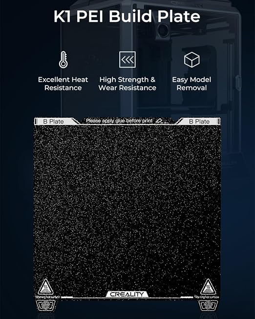 Creality Official K1 Build Plate Textured Surface 235x235mm PEI Sheet Flexible Removable Spring Steel Bed Plate for Ender 3 V3/3V3 SE/3V3 KE/3 S1/3 S1 Pro/5 S1/CR-10SE (Without Magnetic Base)