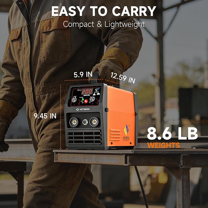 HITBOX 140A MIG Welder Gasless, 110V/220V Dual Voltage Flux Core Welder Flux MIG/Lift TIG/Stick 3 In 1 Synergy MIG Welding Machine With Torch Clamp and 0.8mm Flux Wire