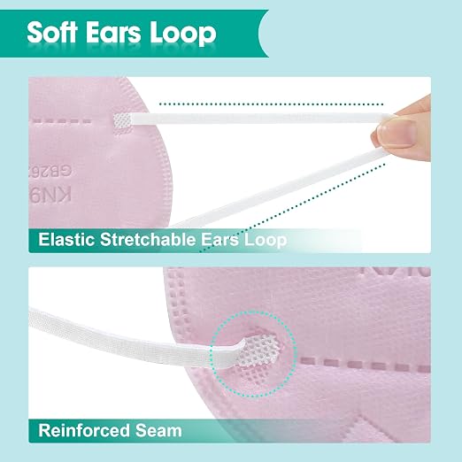 LEMENT KN95 Face Masks,100 Pack Breathable Cup Dust Disposable Masks For Adults,Pink