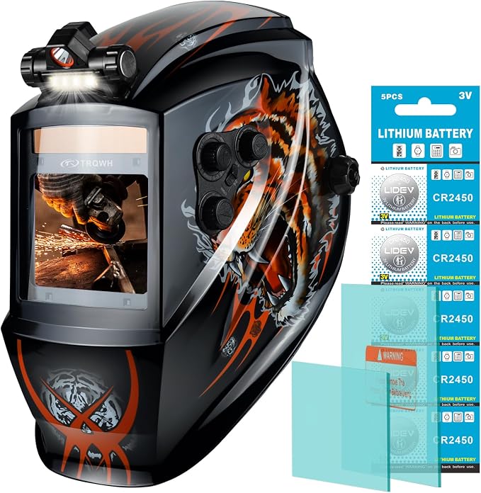 TRQWH Auto Darkening Welding Helmet Large Viewing True Color Solar Powered Welding Hood & Welding Backpack for Men Waterproof Reinforced Bottom Large Capacity