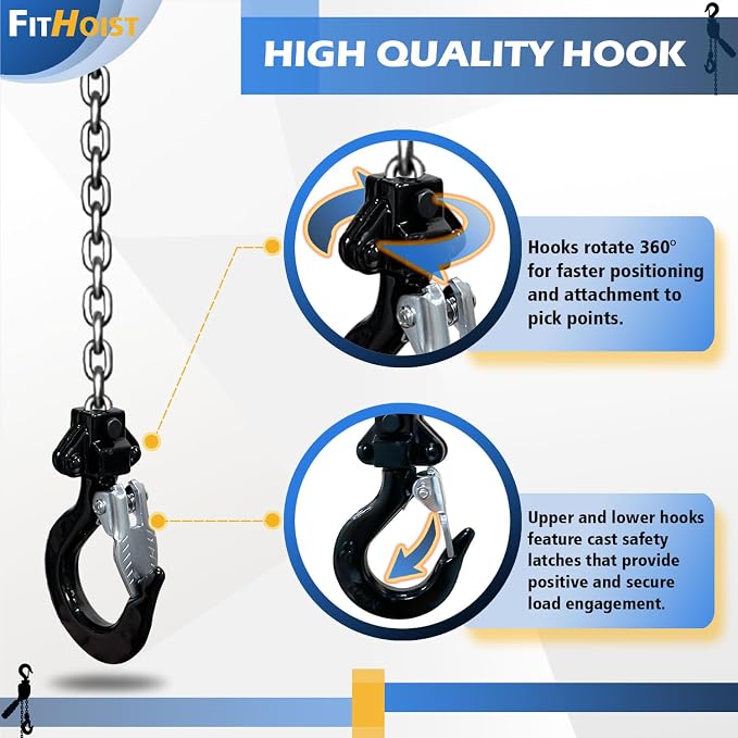 Chrome Plated Mini Chain Hoist 1/4 ton 550Lbs Capacity 10ft Lift Manual Lever Chain Hoist Resists Corrosion Chrome Exterior Finish Alloy Steel G80 Chain, for Garages Warehouse Automotive