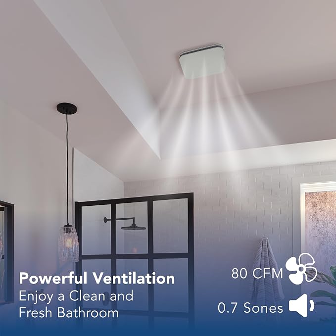 Broan-NuTone Bathroom Exhaust Fan – Easy Retrofit Without Attic Access, Ultra-Quiet 0.7 Sones, 80 CFM, ENERGY STAR Certified, Moisture & Odor Control with Easy-Clean Grille