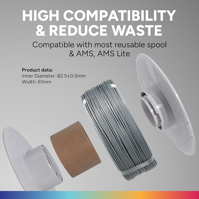 OVERTURE 2KG Bundle Refill PETG 3D Printer Filament 1.75mm, 2 Pack 1kg(2.2lbs), Refilament for Bambu Lab Reusable Spool, Accuracy +/- 0.02 mm, Fit Most FDM 3D Printers(Space Gray*2)
