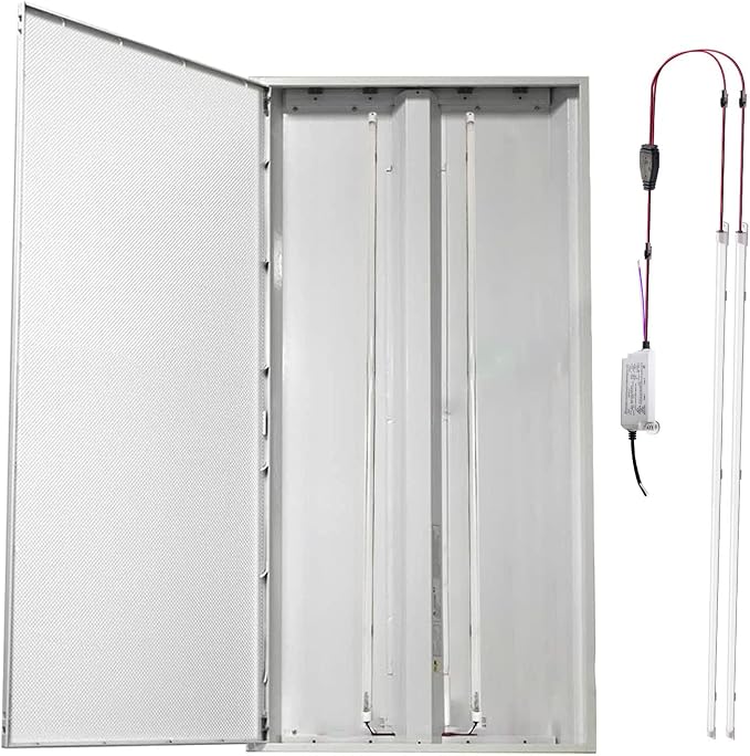 4 Pack LED Troffer 2x4 FT Retrofit Kit,Magnetic Retrofit kit,36W (240W Equiv),5000K Daylight White,0-10V LED Driver/2 Tubes Per Kit,T8 T10 T12 Fluorescent Replacement Light Bar,Easy to Install