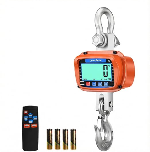 RESHY 11000Lbs / 5 Ton Digital Crane Scale, 2lb (1kg) Accuracy Heavy Duty Cast Aluminum Hanging Scale w/Wireless Remote, Temp & Humidity Monitor for Industrial, Warehouse