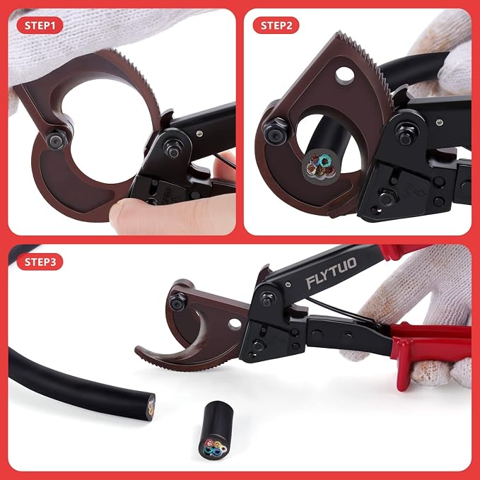 Cable Cutter, Flytuo Upgraded Blade Heavy Duty Cable Wire Cutters for Aluminum Copper Cable and Electrical Wire Up to 240mm²