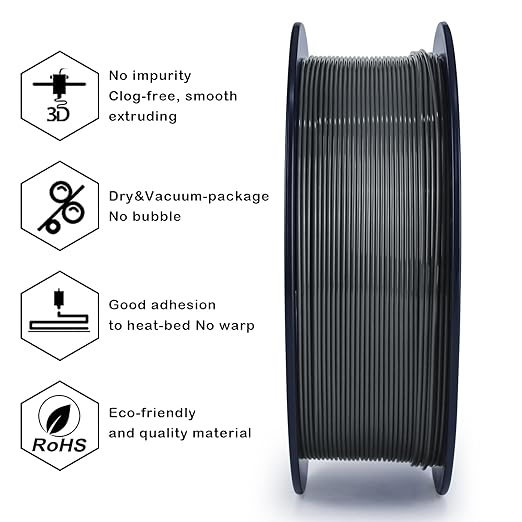 ZIRO 3D Printer Filament 4KG, PLA Filament 1.75mm 4 Pack x 1kg, Dimensional Accuracy +/- 0.03mm, Fits Most FDM 3D Printers, 2.2lbs x 4 Spool, Dark Gray