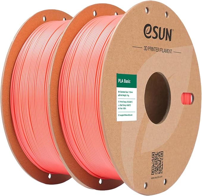 eSUN PLA Basic Filament 1.75mm, 1KG Spool (2.2 LBS) High Speed Printing 3D Printer PLA Filament,Designed for Fast Printing, Pink 2Pack